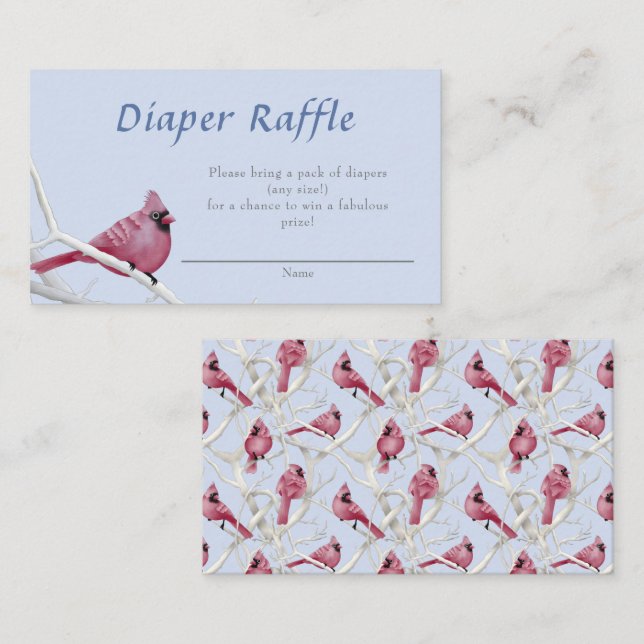 Tarjeta De Recepción Cardenal azul Bird Baby Shower Diaper Raffle (Anverso / Reverso)