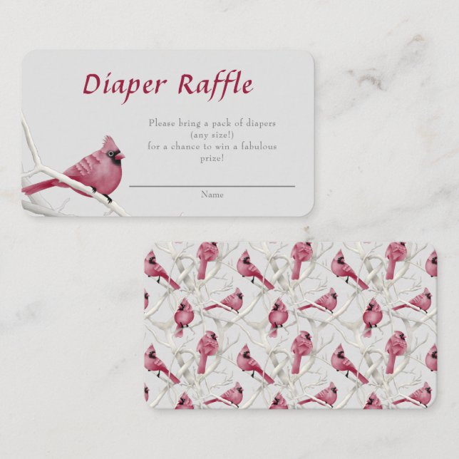 Tarjeta De Recepción Cardenal rojo Bird Baby Shower Diaper Raffle (Anverso / Reverso)