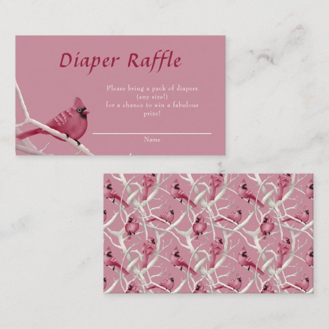 Tarjeta De Recepción Cardenal rosa Bird Baby Shower Diaper Raffle (Anverso / Reverso)
