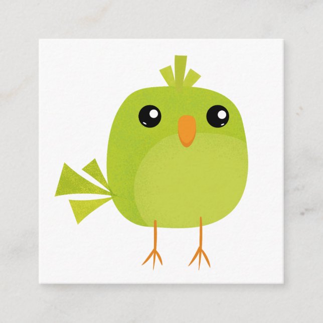 Tarjeta De Recepción Caricatura de pájaro verde (Anverso)