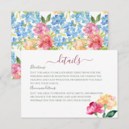 Tarjeta De Recepción Carnations y Forget Me Nots Detalles Bodas