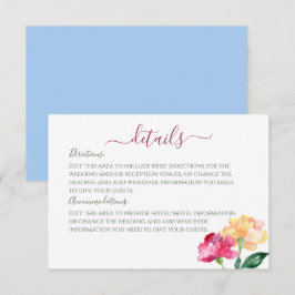 Tarjeta De Recepción Carnations y Forget Me Nots Detalles Bodas