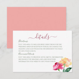 Tarjeta De Recepción Carnations y Forget Me Nots Detalles Bodas