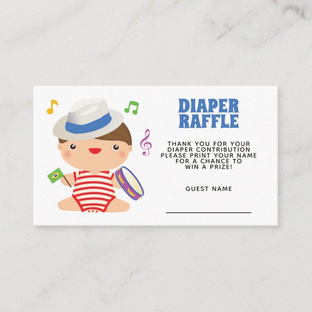 Tarjeta De Recepción Carnaval brasileño Baby Shower Diaper Raffle (Anverso)