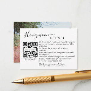Tarjeta De Recepción Carné Qr del fondo de luna de miel con foto