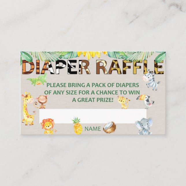 Tarjeta De Recepción Carrera de boleto Baby Shower Jungle Safari (Anverso)