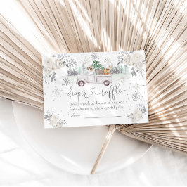 Tarjeta De Recepción Carrera de madera blanca de invierno Raffle