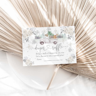 Tarjeta De Recepción Carrera de madera blanca de invierno Raffle