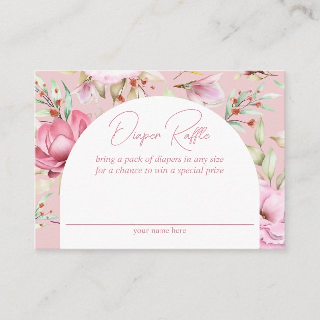 Tarjeta De Recepción Carrera floral rosa de jardín Raffle (Anverso)