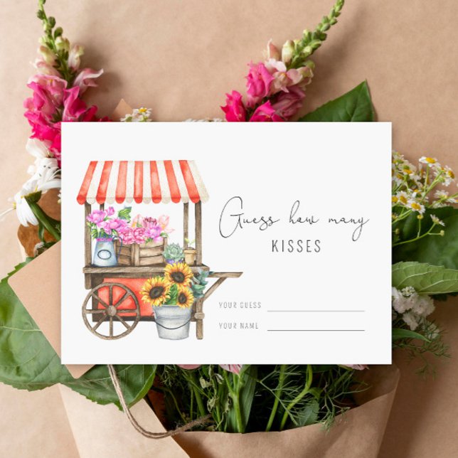 Tarjeta De Recepción Carrito de flores - Adivina cuántos besos juego de (Subido por el creador)