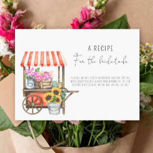 Tarjeta De Recepción Carrito de flores - Receta para la futura novia