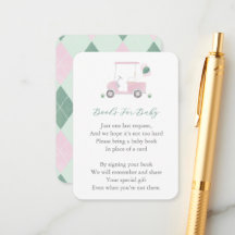 Carro de golf verde rosa Baby Shower Trae un libro