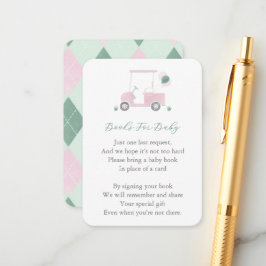 Tarjeta De Recepción Carro de golf verde rosa Baby Shower Trae un libro