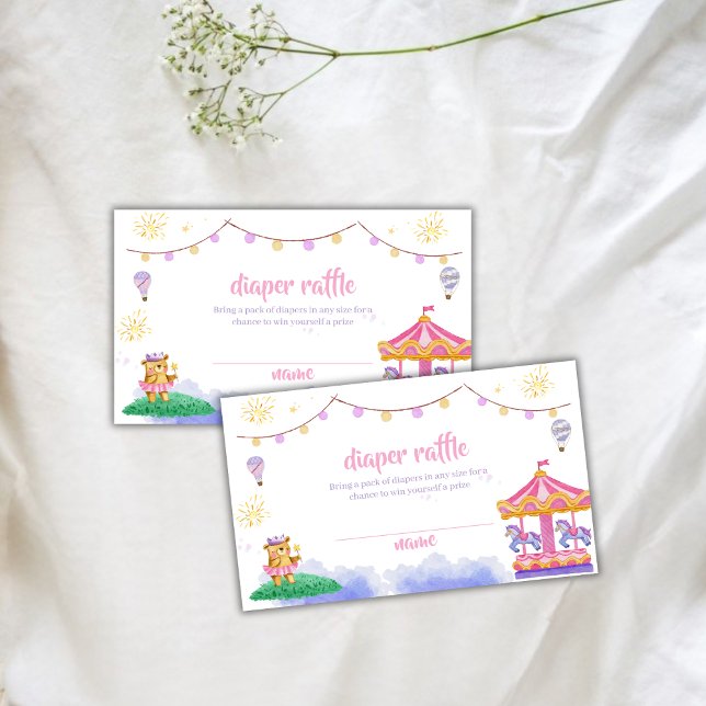 Tarjeta De Recepción Carrusel de globo aerostático Diaper Raffle Baby S (Hot Air Balloon Carousel Diaper Raffle Baby Shower Enclosure Card)