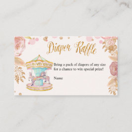 Tarjeta De Recepción Carrusel Purpurina rosa Diaper Raffle Card