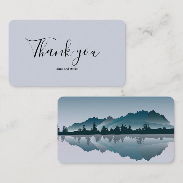 Tarjeta De Recepción Carta de agradecimiento al paisaje montañoso moder (Anverso / Reverso)