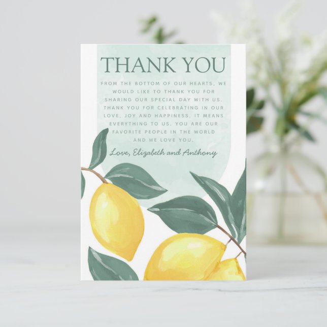 Tarjeta De Recepción Carta de cartas de agradecimiento a Citrus Lemon (Anverso de pie)