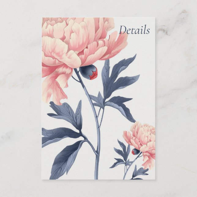Tarjeta De Recepción Cartão de detalhes casamento elegante e floral  (Reverso)