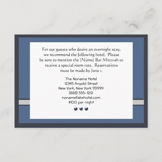 Tarjeta De Recepción Cartas de alojamiento del bar Mitzvah Personalizad (Anverso)