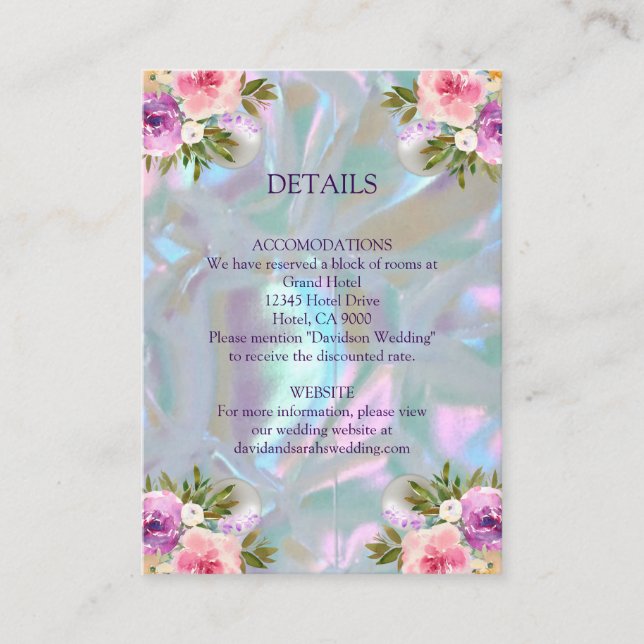 Tarjeta De Recepción Cartas de clausura Faux Mother of Pearl (Anverso)