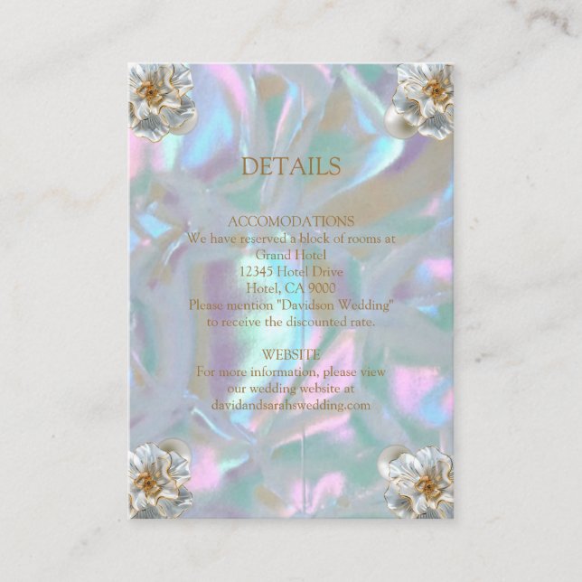 Tarjeta De Recepción Cartas de clausura Faux Mother of Pearl (Anverso)