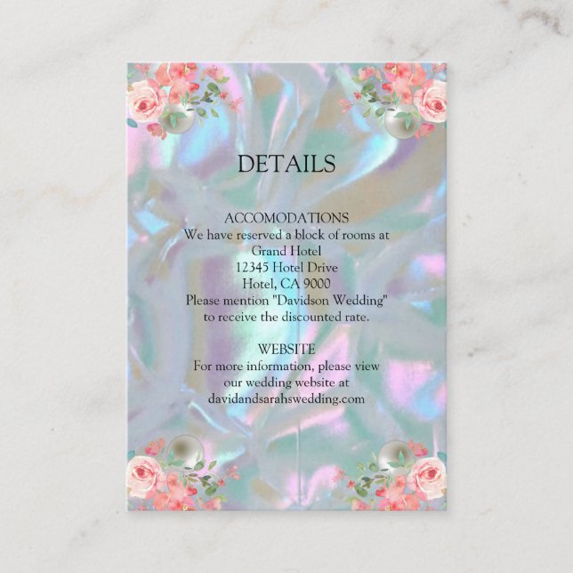 Tarjeta De Recepción Cartas de clausura Faux Mother of Pearl (Anverso)