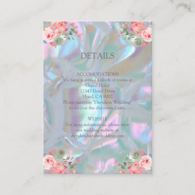 Tarjeta De Recepción Cartas de clausura Faux Mother of Pearl (Anverso)