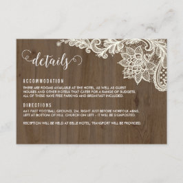 Tarjeta De Recepción Cartas de detalles de madera y encaje rusas