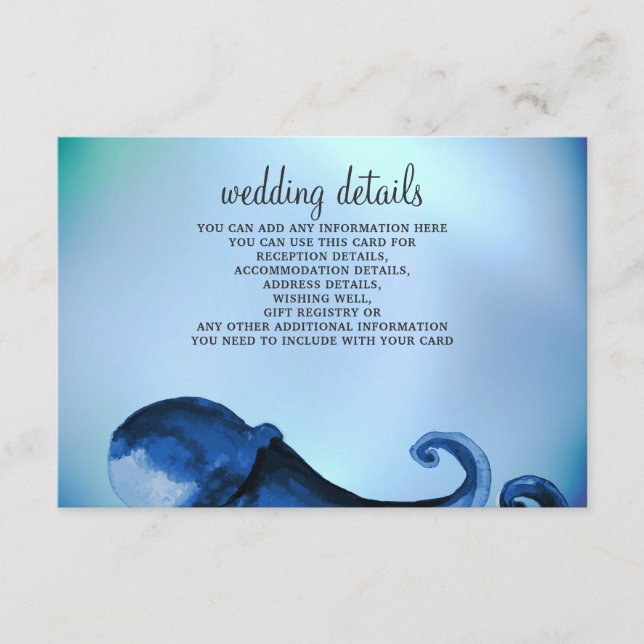 Tarjeta De Recepción Cartas de detalles del Boda Mystical Ocean Octopus (Anverso)