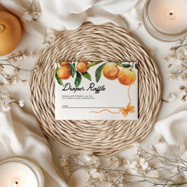 Tarjeta De Recepción Cartas de Diaper Raffle | Baby Shower naranja