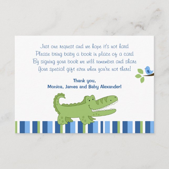 Tarjeta De Recepción Cartas de gabinete de Alligator Blue/Green RSVP (Anverso)