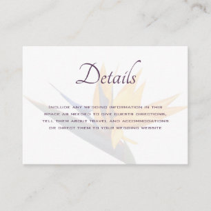 Tarjeta De Recepción Cartas de inscripción de los detalles del Boda de