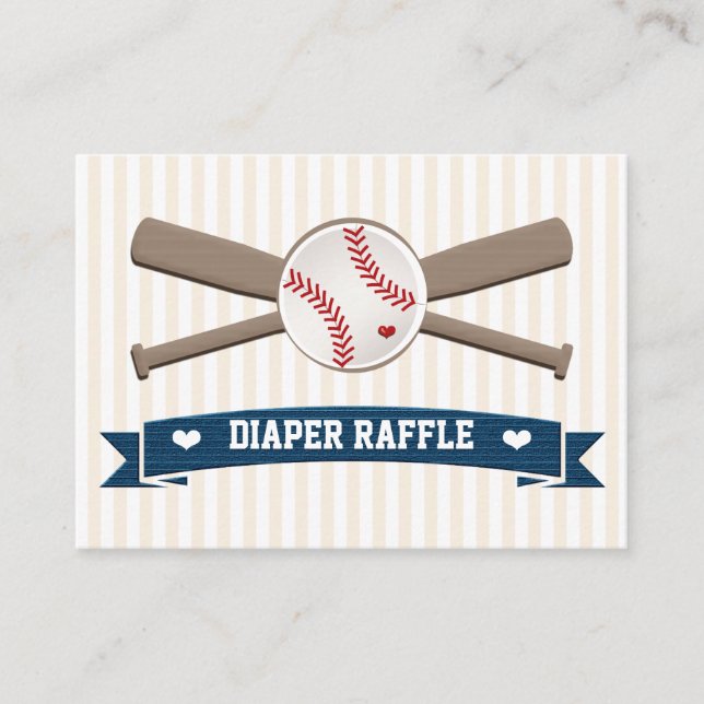 Tarjeta De Recepción Cartas de Raffle de Diaper Bats Cruzadas de Béisbo (Anverso)
