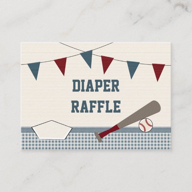Tarjeta De Recepción Cartas de Raffle de pañales BABY SHOWER de BASEBAL (Anverso)