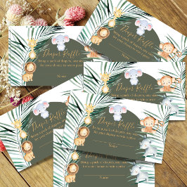 Tarjeta De Recepción Cartas de Raffles de Baby Shower de Safari verde S