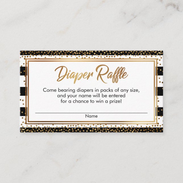 Tarjeta De Recepción Cartas de Raffles de pañales de confetti de rayas  (Anverso)