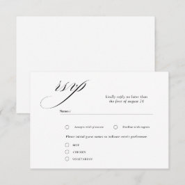 Tarjeta De Recepción Cartas RSVP de caligrafía de escritura romántica B