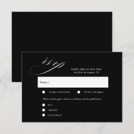 Tarjeta De Recepción Cartas RSVP de caligrafía de escritura romántica B