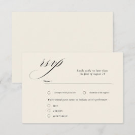 Tarjeta De Recepción Cartas RSVP de caligrafía de escritura romántica B