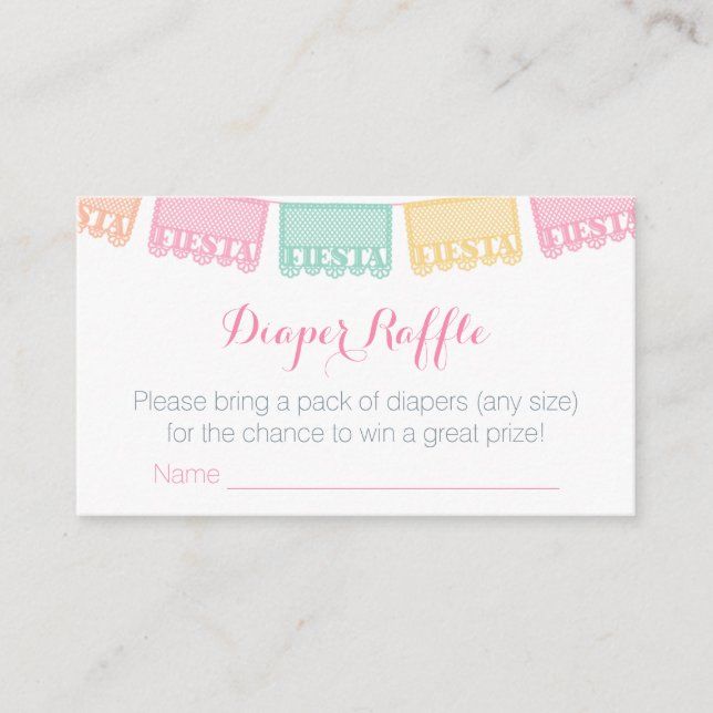 Tarjeta De Recepción Cartel de Diaper Raffle Fiesta Papel Picado (Anverso)