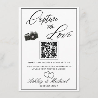 Tarjeta De Recepción Cartel QR de Fotos de Boda