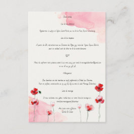 Tarjeta De Recepción Cartes d'accompagnement "Coquelicots"