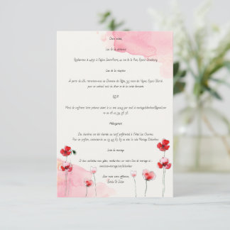 Tarjeta De Recepción Cartes d'accompagnement "Coquelicots"