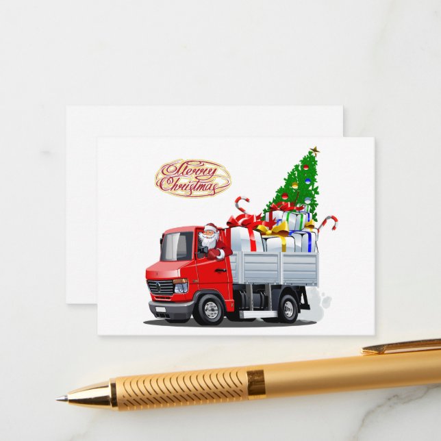 Tarjeta De Recepción Cartoon Christmas truck (Anverso/Reverso In Situ)