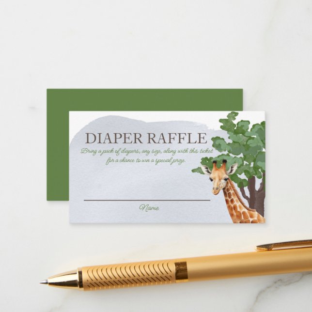 Tarjeta De Recepción Cartucho de azafrán animal salvaje B Diaper Raffle (Anverso/Reverso In Situ)