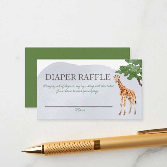 Tarjeta De Recepción Cartucho de azafrán animal salvaje B Diaper Raffle (Anverso/Reverso In Situ)