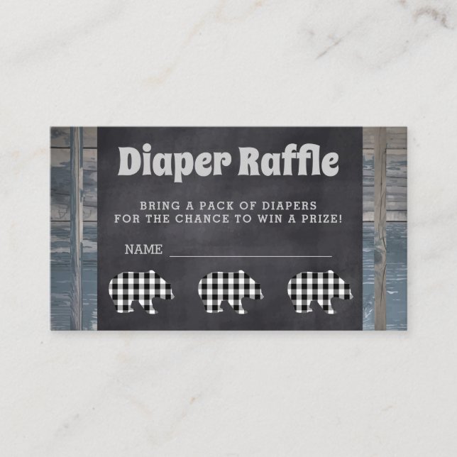 Tarjeta De Recepción Cartucho Rústico de pañal de madera Raffle Inserta (Anverso)