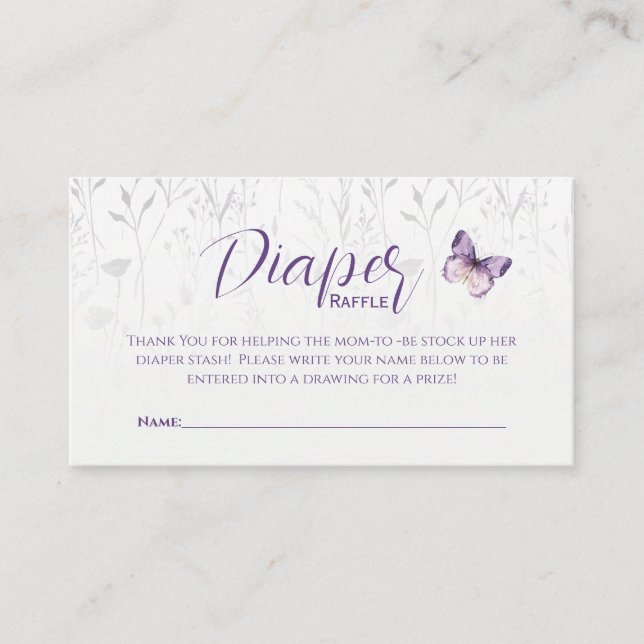 Tarjeta De Recepción Cartuela de mariposa de flores silvestres Diaper R (Anverso)