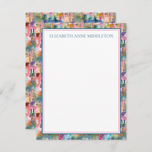 Tarjeta De Recepción Casas Charleston Preppy Personalizadas (Anverso / Reverso)