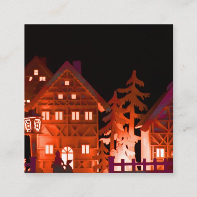 Tarjeta De Recepción Casas de Navidades iluminadas (Anverso)